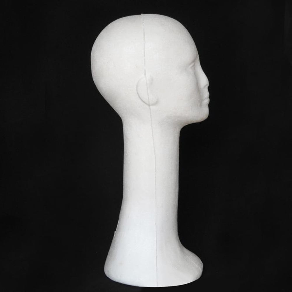 D-GROEE 2Pack Foam Female Human Head Long Neck Mannequin Manikin Display Head Wig Hat Stand White Foams Stand Model