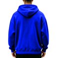 thumbnail image 4 of Men's Quarter Zip Hoodie Oversized Pullover Sweatshirt, Drawstring Hood Long Sleeve Athletic Workout Outdoor Casual Hooded Top Blue L, 4 of 8