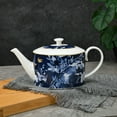 thumbnail image 2 of STP GOODS Dark Mizuki Porcelain Teapot 37.2 fl oz (1.1 L) Floral Kitchen Teapot for Loose Tea Tea Pot Tea Brewer Tea and Coffee Pot Kettle for Blooming Teas, White Blue Gold, 2 of 4