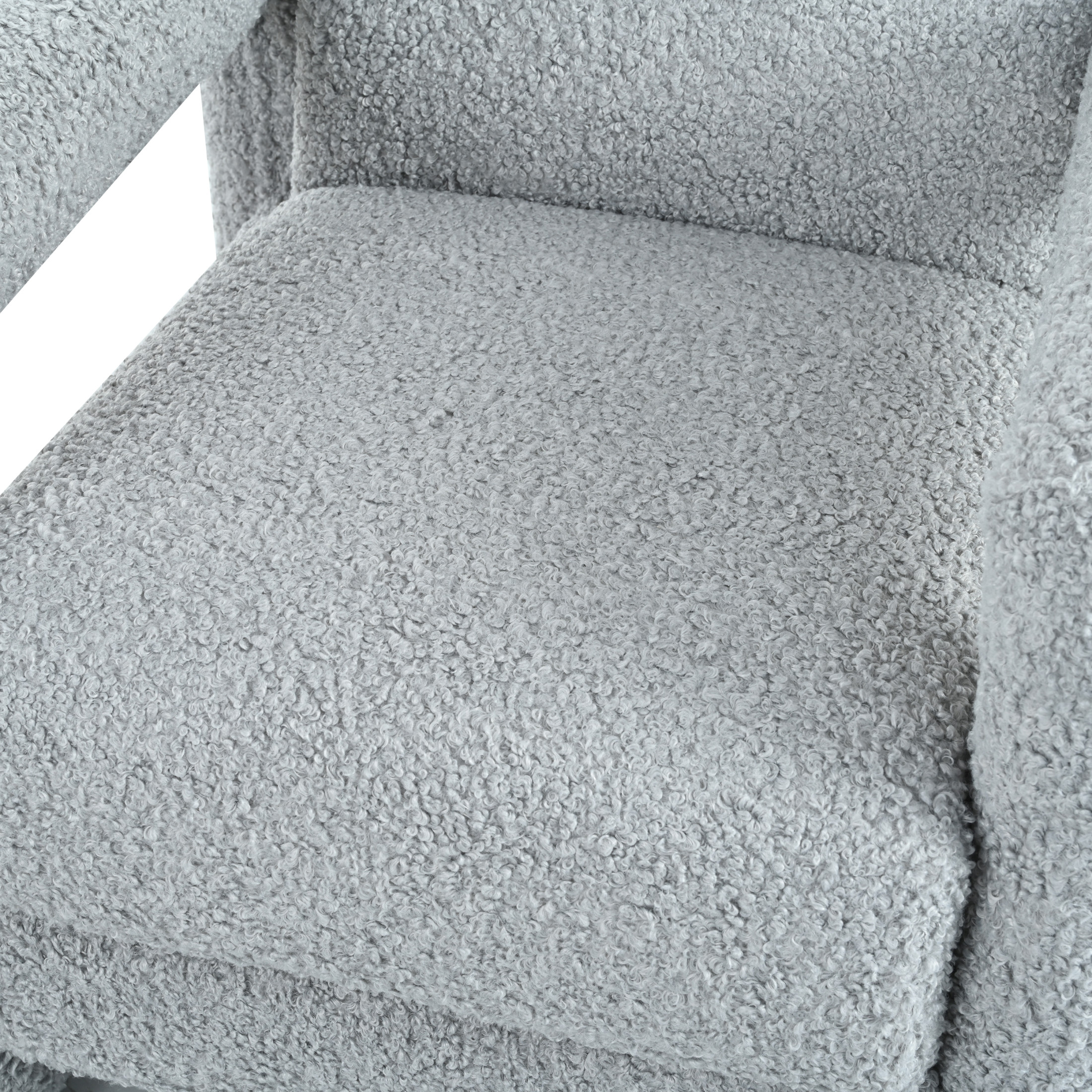 Quillson Modern Upholstered Teddy Fabric Push Back Recliner, Light Grey