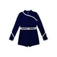 thumbnail image 3 of iiniim Girls Long Sleeve Unitard Biketard Jumpsuit Athletic Dance Gymnastic Leotard Bodysuit Navy Blue 10, 3 of 7