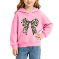 thumbnail image 2 of Girls' Leopard Bow Graphic Pullover Hooded Sweatshirt, Long Sleeve Relaxed‑Fit Kids Hoodie, Casual Printed Tops for Daily Play and Cool‑Weather Outdoor Activities Pink 2-3T, 2 of 7