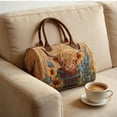 thumbnail image 5 of Under 25 Dallars! Hand-Embroidered Highland Cow Sunflower Tote Gym Bag, Hand-Stitched Quilted Travel Tote Duffle with Rustic Farmhouse Countryside Design, Valentine's Mother's Gift for Women Men(L), 5 of 7