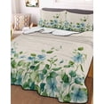 thumbnail image 3 of Quilts Twin XL Size, Vintage Flower Soft Comforter Bedding Set for Bed, Blue Green Floral Wildflower Leaves Lightweight Quilted Bedspread with Pillow Cover(2 Pieces) for All Season, 68x98 Inch, 3 of 6