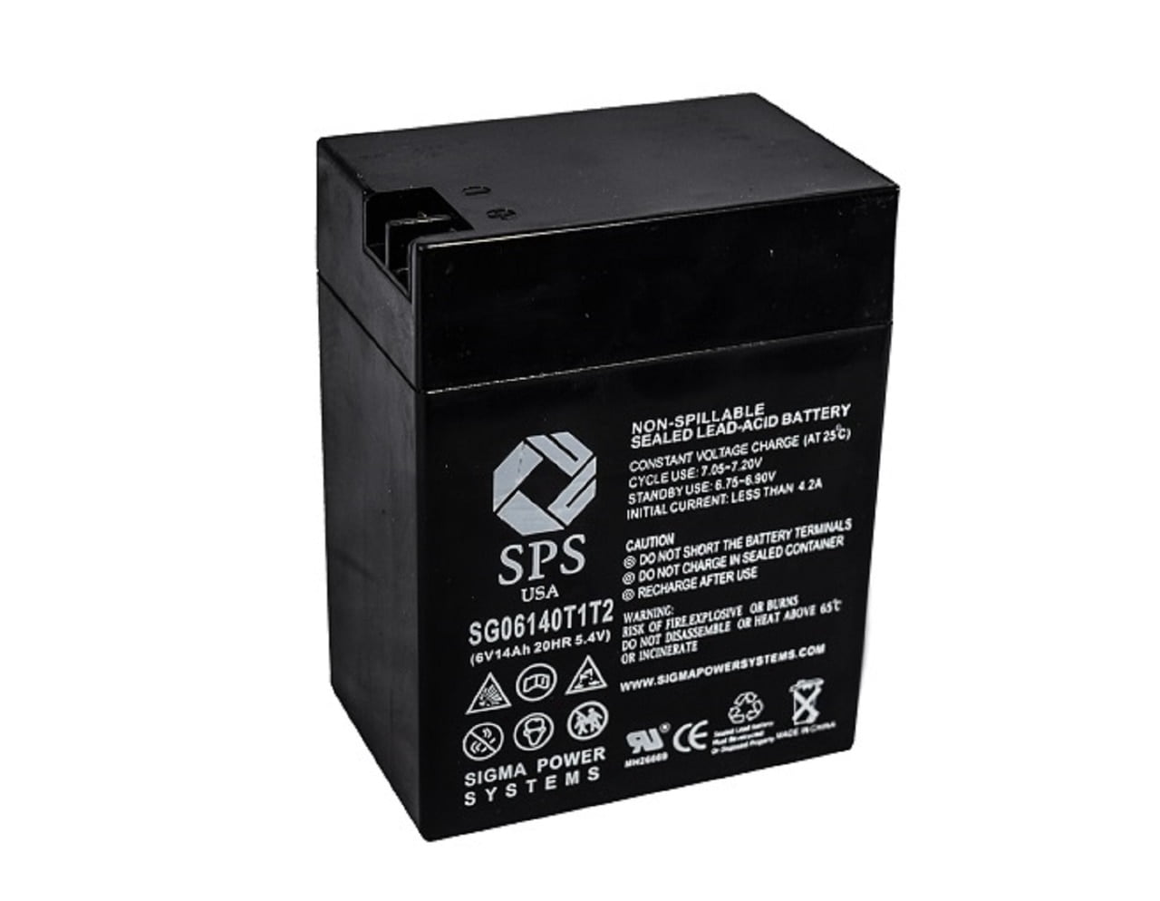 SPS Brand 6 V 14 Ah Replacement Battery with Terminal T1T2 for ADT