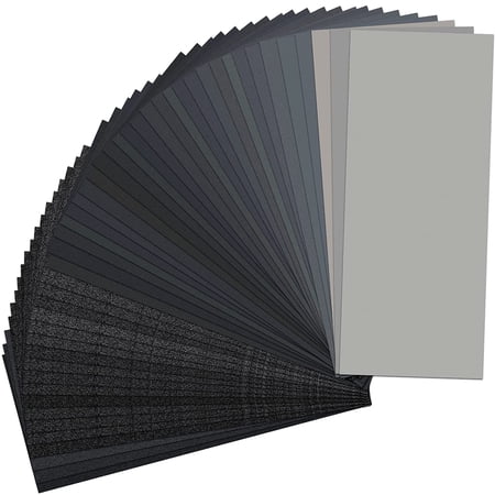 Assorted Grit Sandpaper Set 48 Sheets 120-5000, 9x3.6 Inch Wet Dry Sand Paper, Durable Sanding Sheets for Wood Metal Automotive DIY Polishing