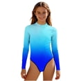 thumbnail image 1 of Swimsuit for Girls, Long Sleeve One Piece Rashguard, Solid Color Beach Vacation Swimsuit for Kids 2-13 Years, 1 of 7