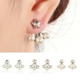 thumbnail image 2 of Grandest Birch Women Faux Pearl Star Rhinestone Ear Jacket Evening Party Earrings Jewelry Gift Alloy, Rhinestone, Faux Pearl Silve, 2 of 8
