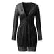 thumbnail image 5 of Vestido de noche sexy con escote profundo en V y efecto transparente en color dorado para mujer - Vestido largo con mangas y purpurina - Perfecto para fiestas, bodas y ocasiones formales, 5 of 6