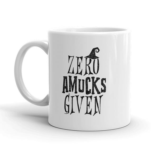 Zero Amucks Given Coffee Mug Funny Halloween Witch Ceramic Cup - 11oz