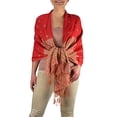 thumbnail image 1 of Peach Couture Ethnic Design Tribal Border Reversible Bohemian Pashmina Shawl Red, 1 of 1