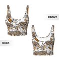 thumbnail image 6 of Sports Bras for Women Workout Tank Tops, Gold Orchid floral leopard Running Vest with Removable Cups, 6 of 7