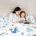 thumbnail image 4 of Castle Fairy Cute Cartoon Underwater Creature Queen Comforter Set 3 Pieces,Turtle Octopus Coral Repeat Print Comforter Sets Queen,Blue Pink,Reversible,1 Comforter and 2 Pillowcases, 4 of 6