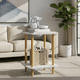 thumbnail image 1 of Mesa Centro Minimalista Madera Lateral Doble Repisa 40cm Blanco Marmoleado, 1 of 5