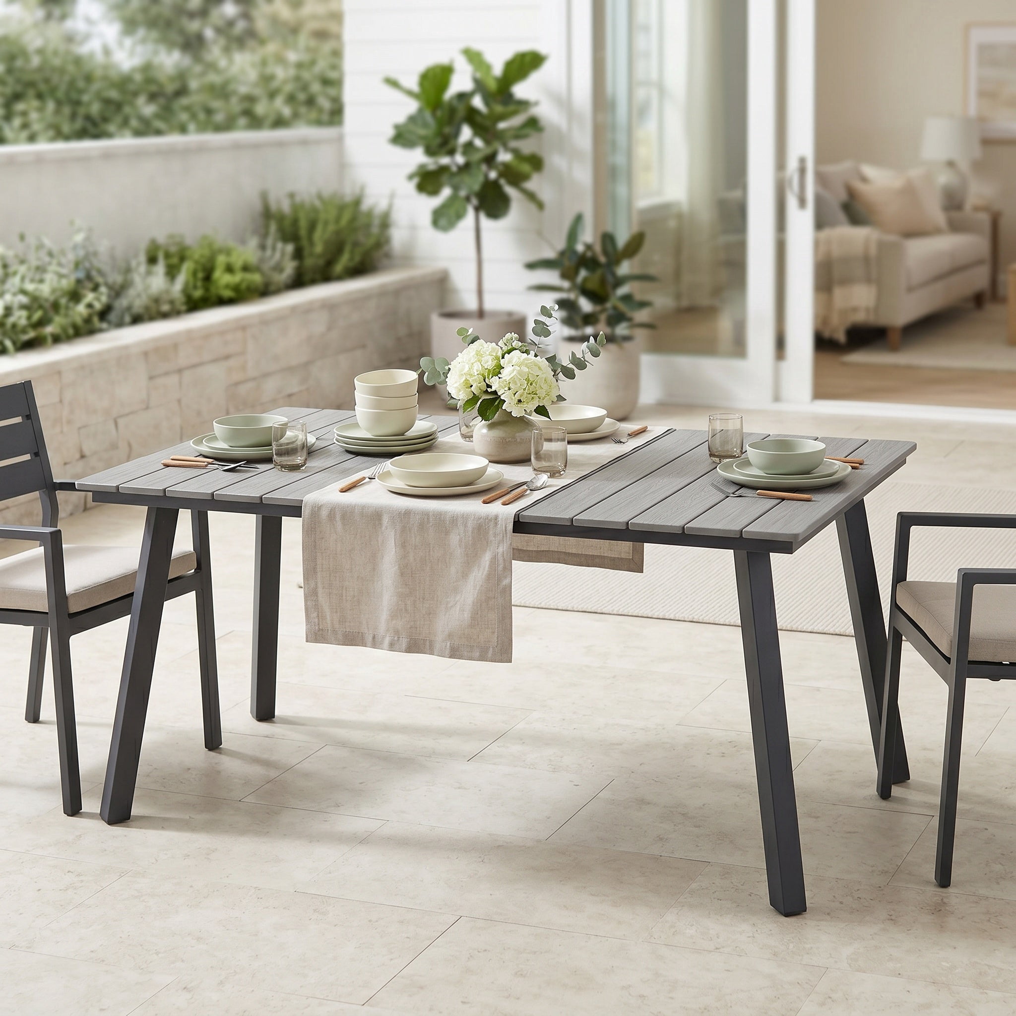 Sailvan Outdoor Dining Table Collection with Umbrella Hole, All-Weather Foldable & Square Options