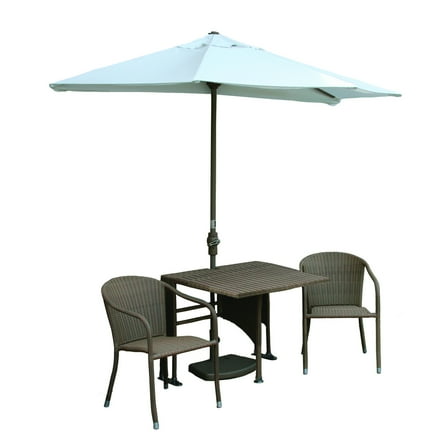 Outdoor Coffee Table Set Wicker Patio Furniture with Umbrella & Chairs