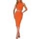 thumbnail image 1 of INSPIRAR CHIC Conjuntos de Falda de Dos Piezas para Mujeres, Top de Cuello Alto y Faldas Bodycon M Naranja, 1 of 6