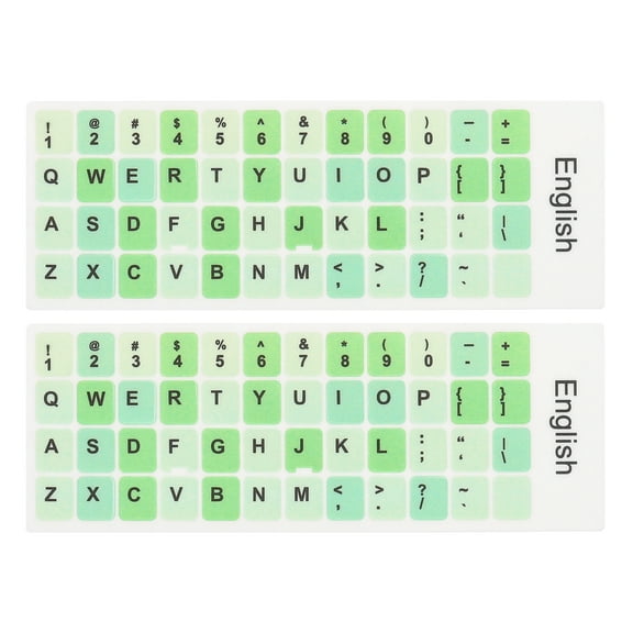 Universal English Keyboard Stickers, Replacement Keyboard Stickers Green Background with Black Letter 2Pcs