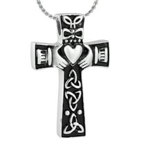 Cremation Cross Necklace for Ashes Stainless Steel Cross Urn Pendant Ashes Holder Memorial Jewelry-in Loving Memory(Black)