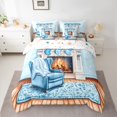thumbnail image 2 of Manfei Happy New Year 7-Piece Bedding Comforter Set,Happy Christmas King Bedding Sets,Blue White Bed Sheets For Girl Boys,Breathable Home Decor Reversible, 2 of 8