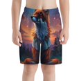 thumbnail image 2 of Cauagu Starry Sky Meditating Fox Print Swim Trunks for Men,Youth Boys Swim Shorts Compression Liner Beach Shorts Boys' Swimming Shorts 7-20 Years Bathing Suit-Small, 2 of 7