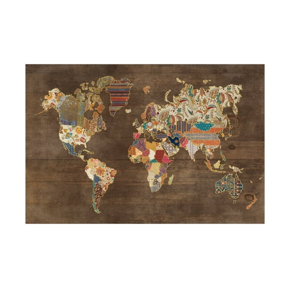 Laura Marshall 'Pattern World Map on Wood' Canvas Art