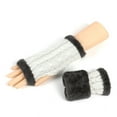 thumbnail image 4 of MIASHUI Women's Fuzzy Knitted Glove Sleeves with Exposed Fingers, Thick Fleece Lined Arm Warmers, Cable Pattern Gloves for Cold Weather, Soft and Cozy Design White, 4 of 5