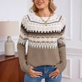 thumbnail image 5 of vigerkar Fair Isle Sweater Women Oversized Knit Vintage Crochet Cozy Long Sleeve Pullover Sweaters Fall Winter Outfits (Khaki, S), 5 of 9
