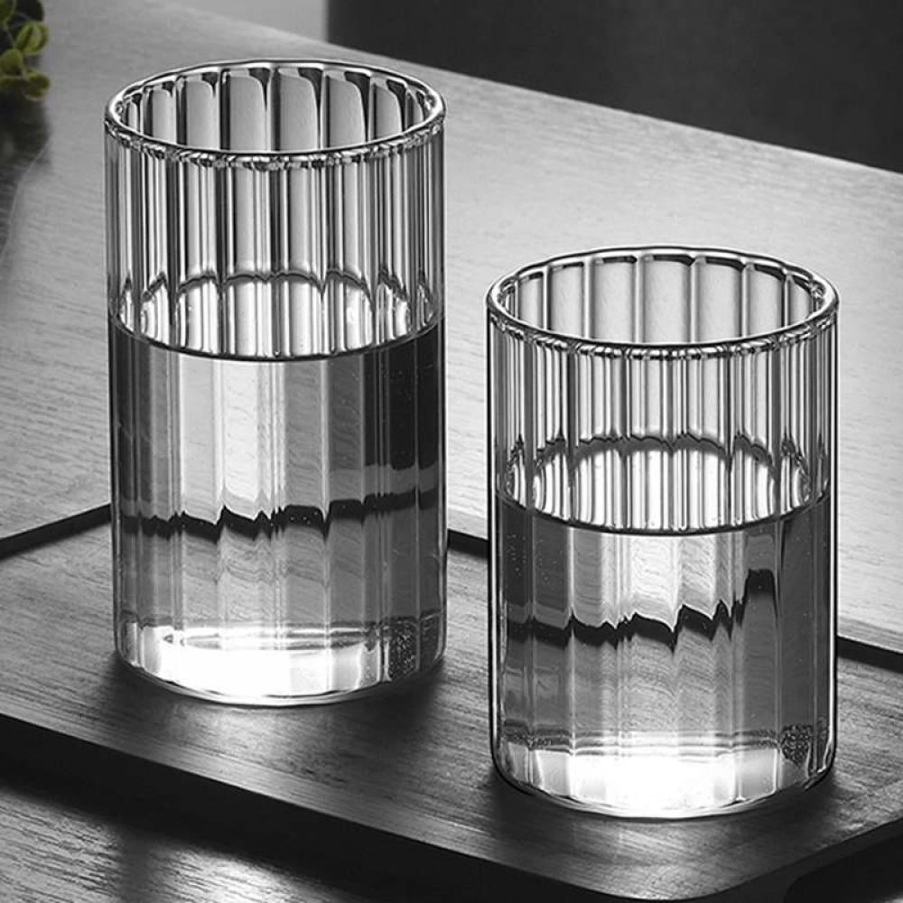 Tea Glass 300 ml/ 10 oz Set of 4 Drinking Glasses in Borosilicate Glass Modern Design 