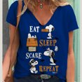 thumbnail image 4 of Camisetas estéticas con cuello en V para mujer, camisetas con estampado gráfico de Snoopy de MINISO, camisetas de manga corta Harajuku Y2k, ropa femenina, top lindo, 4 of 5