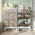 thumbnail image 6 of Kojooin Shoe Storage Cabinet with 2 Flip Drawers, Farmhouse Fluted Shoe Organizer with Metal Legs, Freestanding Hidden Slim Narrow Shoe Rack for Entryway, Foyer, Hallway, 6 of 9