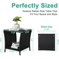 thumbnail image 2 of BOBOKY Outdoor Wicker Side Table Patio Side Tables for Outside, Tempered Glass Top Wicker Table with Storage End Table for Balcony Porch Deck, 17.8"D x 20"W x 17.8"H,Black, 2 of 8