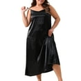 thumbnail image 2 of DARING DIVA Women's Plus Size V Neck Satin Sleeveless Nightgowns 1X Black, 2 of 6