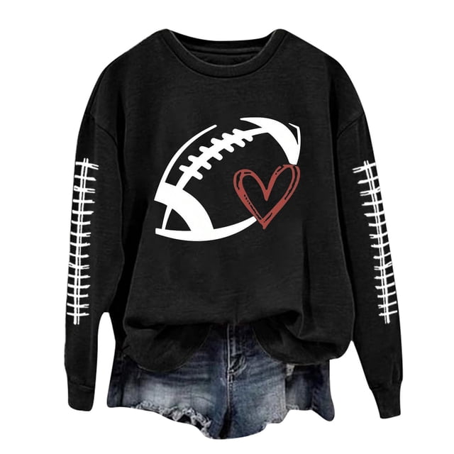 WEAIXIMIUNG Sweat-Shirt pour Femmes avec Capuche Manches Longues Col Rond Imprimé Graphique Football