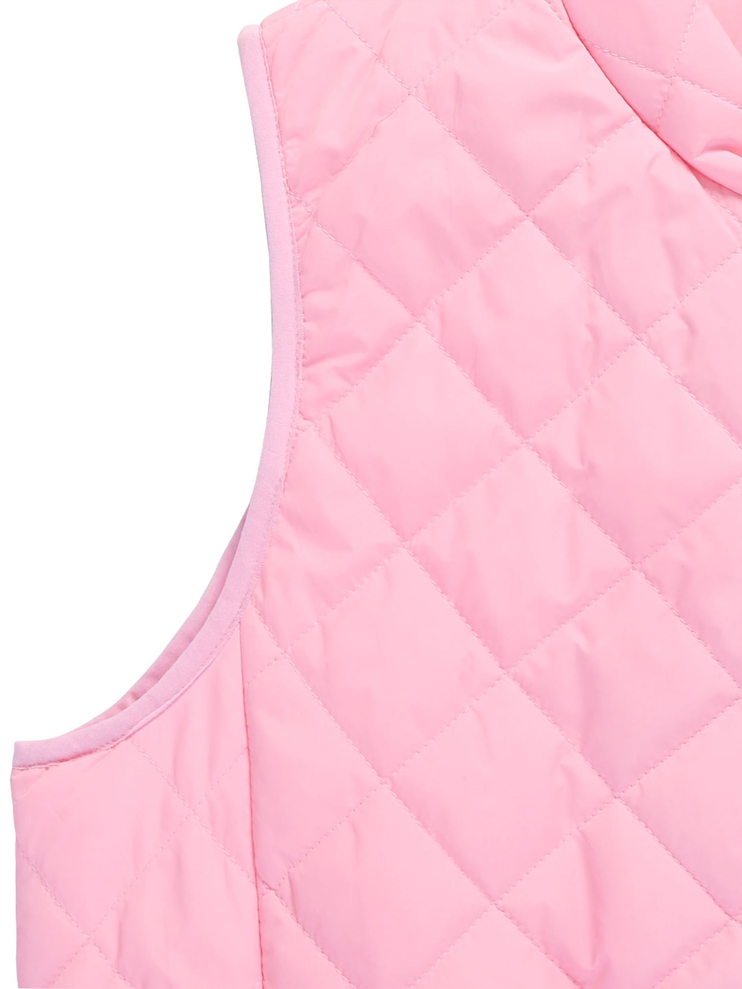 DARING DIVA Women's Zip Stand Collar Quilted Padded Vest S Pink