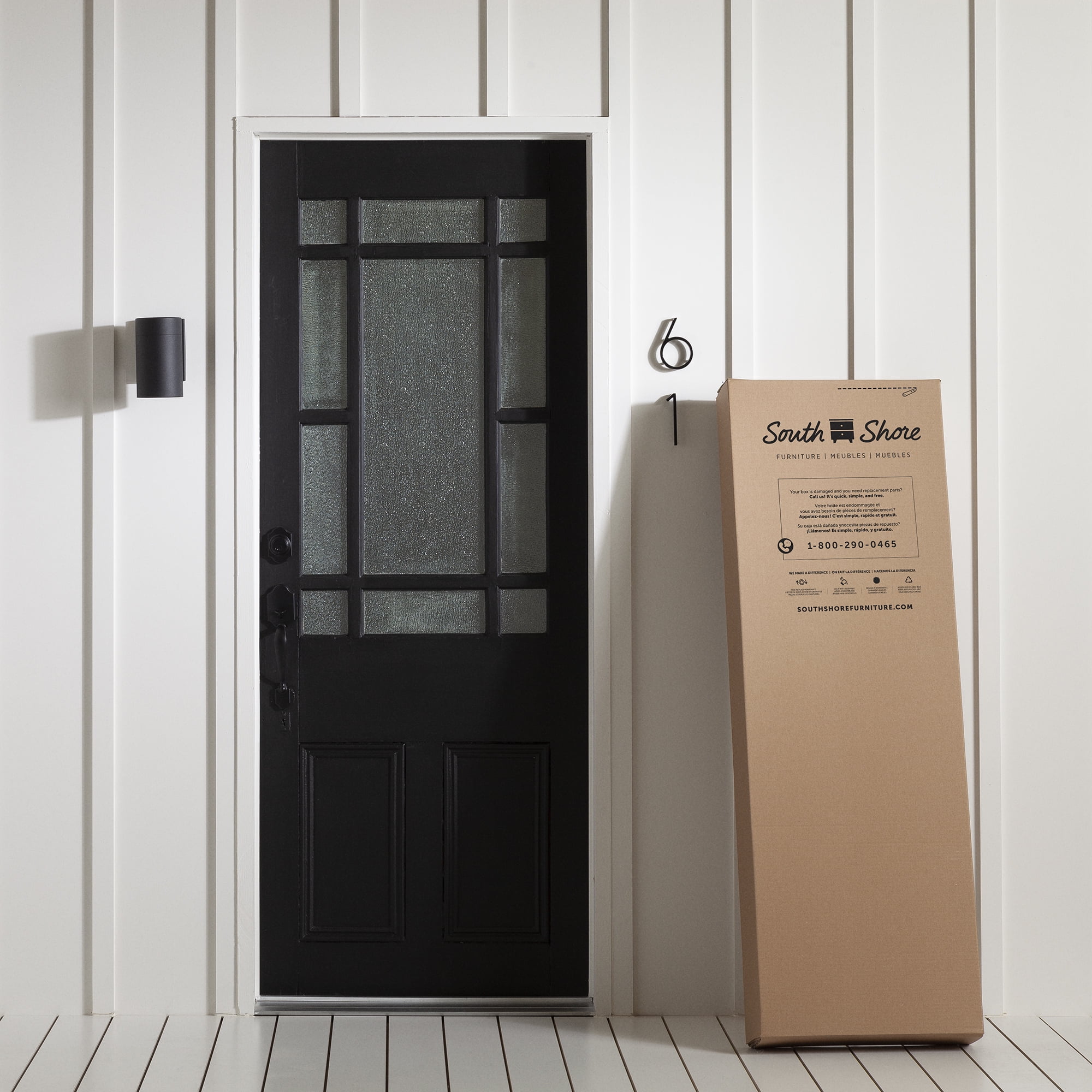 South Shore Ulysses Full Bookcase Headboard with Storage and Sliding Doors, in Blueberry