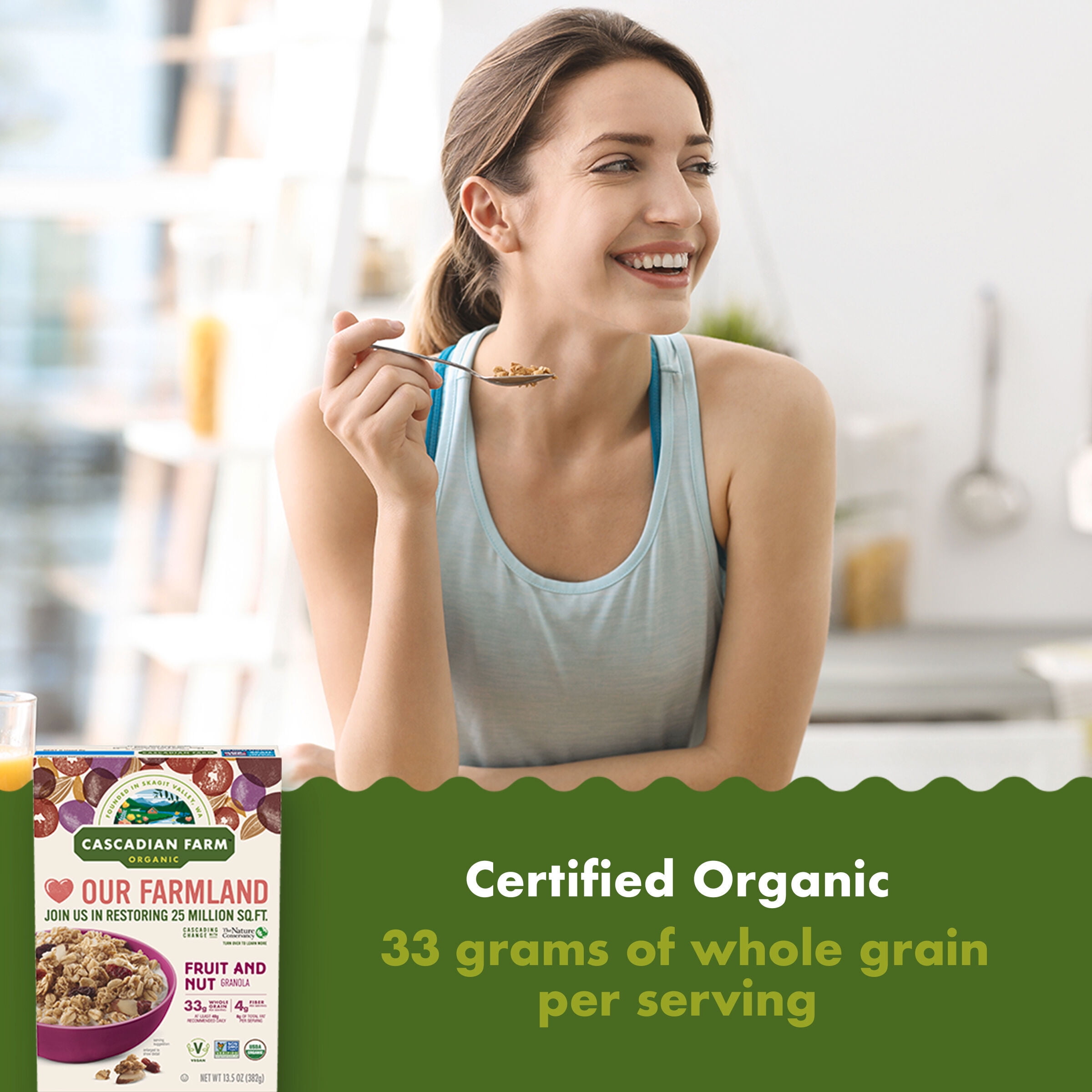 Cascadian Farm Organic Fruit and Nut Granola, Whole Grain Oats, 13.5 oz