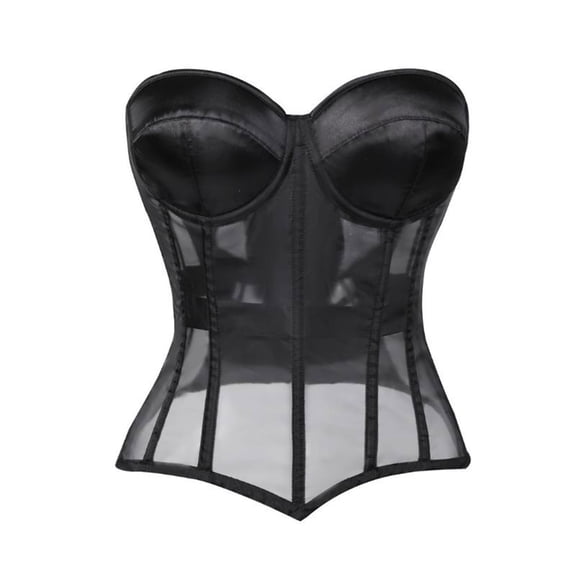 Women's Bridal Lingerie Lace up Satin Boned Corset Black XS