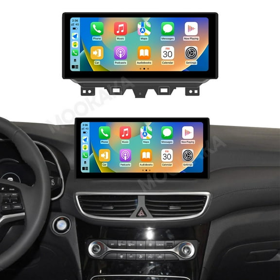 MOOKAKA 12.3" Smart Display Car Radio Audio Media Player for Hyundai Tucson 2019-2020 Model Universal Navigation GPS Upgrade Headunit Android Replacement HD Screen Carplay Accessories