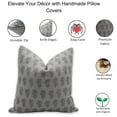 thumbnail image 4 of Fabdivine Block Print Throw Pillow Cover, 24x24 Inch Thick Linen Decorative Cushion Cover, Floral Print Boho Design Gray Pillow Cover for Sofa and Couch, 4 of 5