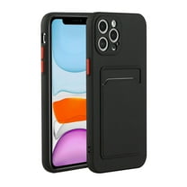 Silicone Wallet Case for iPhone 13 6.1 inch 2021, Allytech Soft Flexible TPU Shock-Absorbing Dropproof Credit Card Holder Back Wallet Sleeve Case for iPhone 13 2021, Black