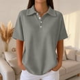 thumbnail image 2 of Women's Waffle Shirts Polos Solid Color Golf Shirts, Short Sleeve Lapel Collared Shirt Quick Dry Tennis Work Athletic Tops, Summer Trendy Basic Sport Tops Gray L, 2 of 8