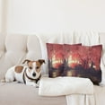 thumbnail image 4 of Ambesonne Nature Throw Pillow Cover 2 Pack, Charming Mist Forest, 24", Brown and Ruby, 4 of 7