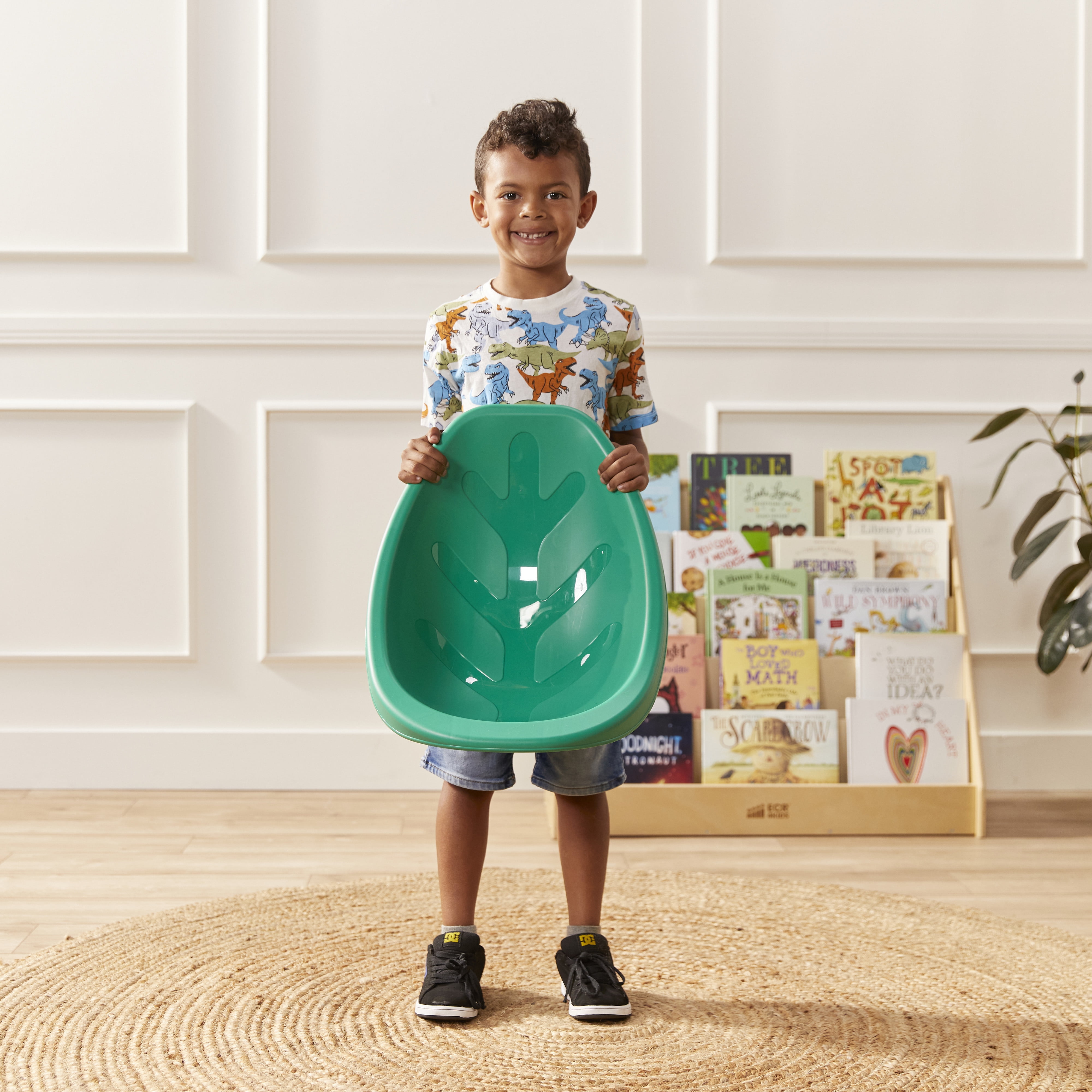 ECR4Kids Plastic Leaf Scoop Floor Rocker Seat, Classroom Furniture, Contemporary, 6-Piece