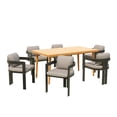 thumbnail image 3 of Christopher Knight Home 7-Piece Outdoor Dining Set for 6, Patio Wood Table with Aluminum Chairs, Black+Beige, 3 of 13