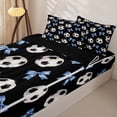 thumbnail image 3 of Homewish Ball Games Zipper Twin Comforter Sets with Fitted Sheet and 2 Pillowcases For Football Boys,Blue Cute Bows Girls Zipper Bedding Set,Black Reversible,4-Piece, 3 of 7