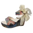 thumbnail image 1 of eczipvz Chaussures pour Femmes, Sandales Décontractées à Talon Compensé Imprimé, Semelle Blanche, Vert, 1 of 5