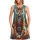 thumbnail image 1 of Balery Pond Meditating Tiger Vestidos de verano para mujer con estampado: vestido holgado sin mangas, vestido playero informal y cómodo para días calurosos., 1 of 7