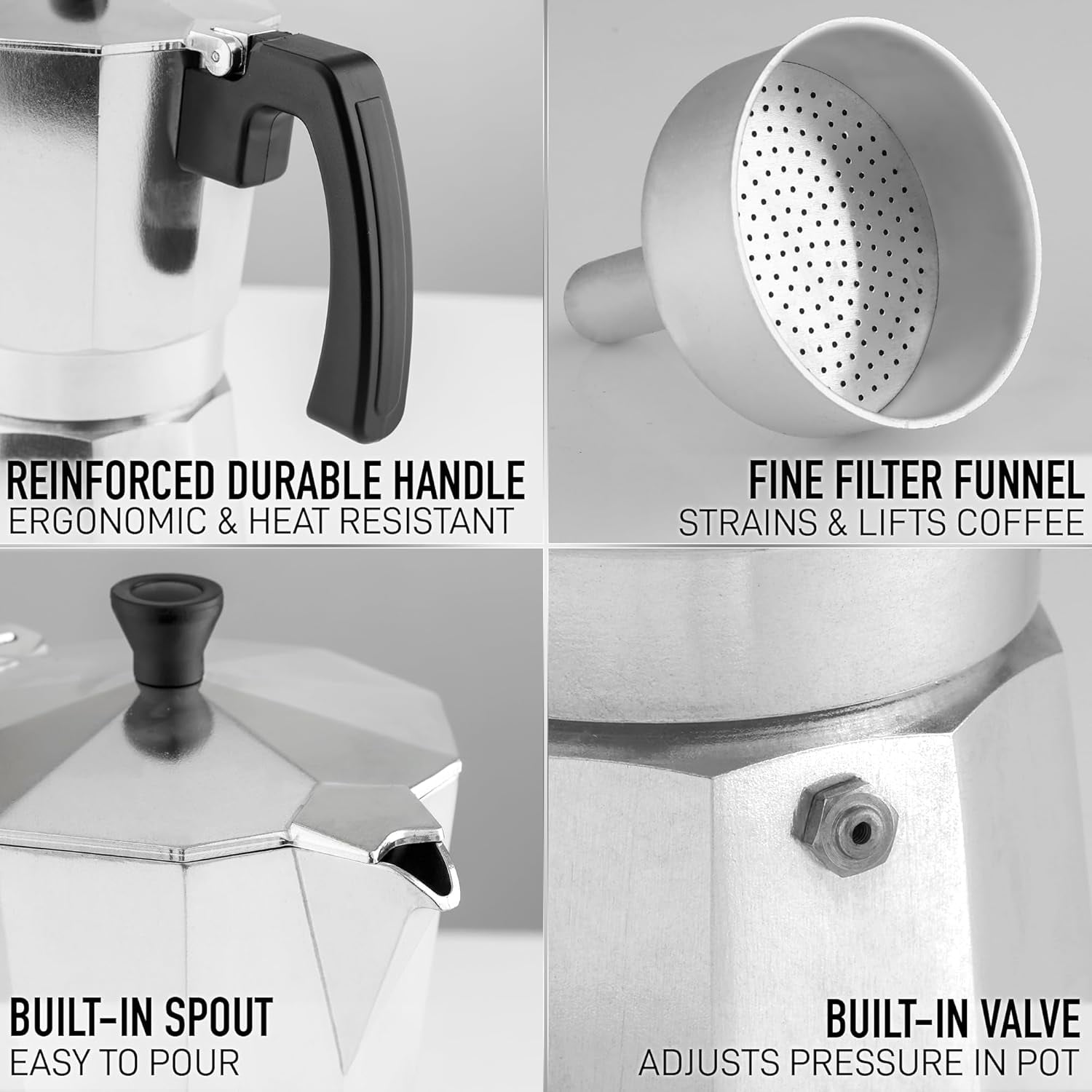 Mocha Coffee Maker Aluminum Octagonal Mocha Coffee Pot 3/6/9/12