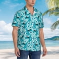 thumbnail image 2 of KLL Men's Hawaiian Shirt Short Sleeve Button Down Beach Shirts-Shark Wearing Sunglasses, 2 of 5